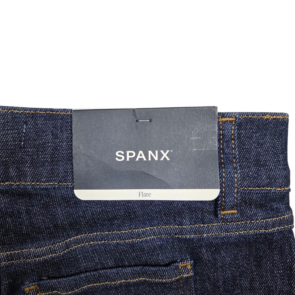 Spanx Flare Jeans Womens Medium Raw Indigo Wash High Rise Pull On EveryWear - Picture 7 of 11